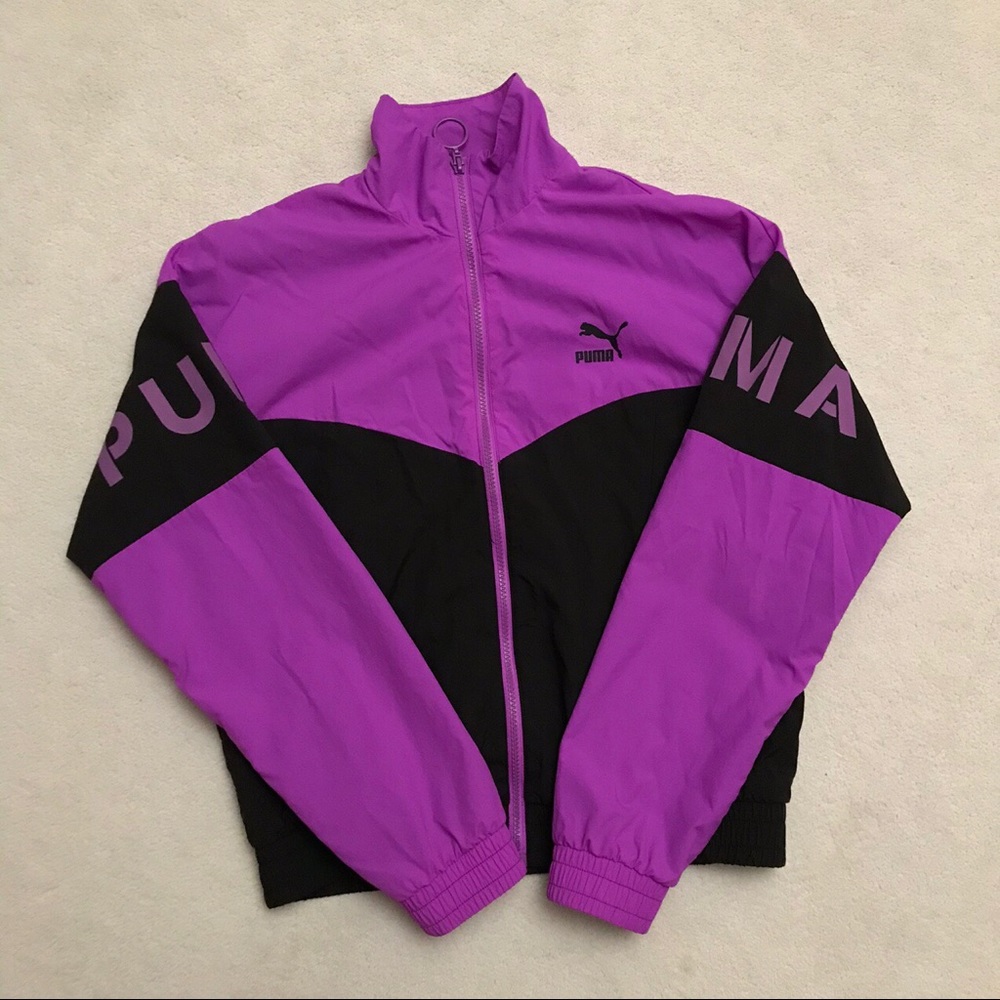 Puma black and purple windbreaker